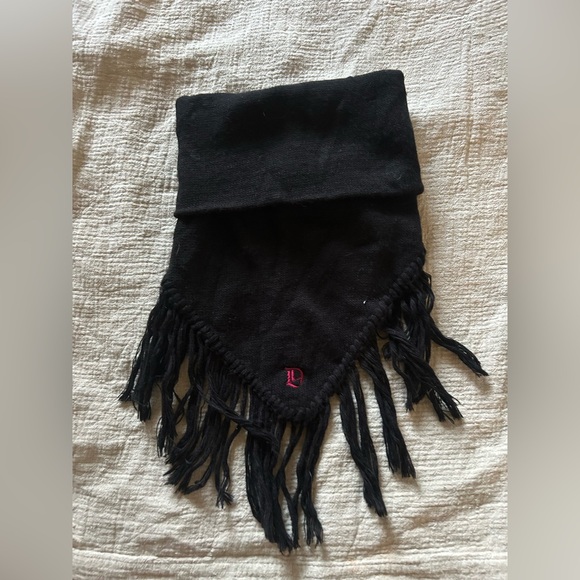 Diesel Black Fringed Scarf Logo Warm Winter Italian‎ Made Sportswear OS - Picture 5 of 10